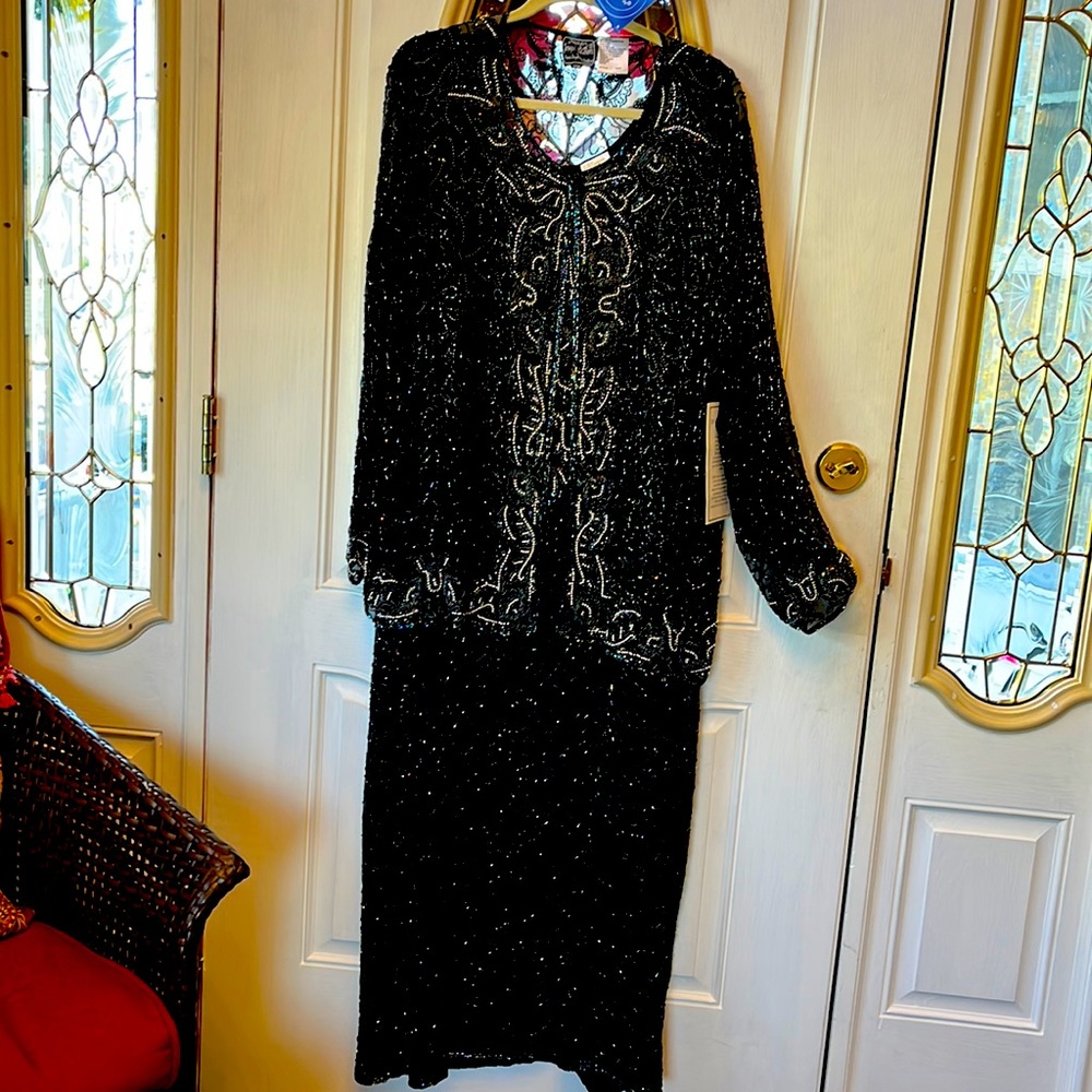 Joseph Le Bon Beaded Long Gown with Beaded Jacket, Size 22W